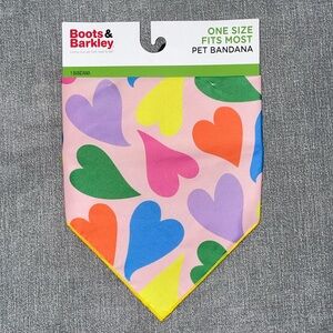 Boots & Barkley Pink Bandana with Multicolored Hearts